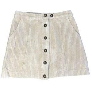 Nectar Clothing Corduroy Mini Skirt Button Front Cream Beige Size S